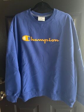 Champion Royal Blue Crewneck Sweatshirt with Yellow Logo
